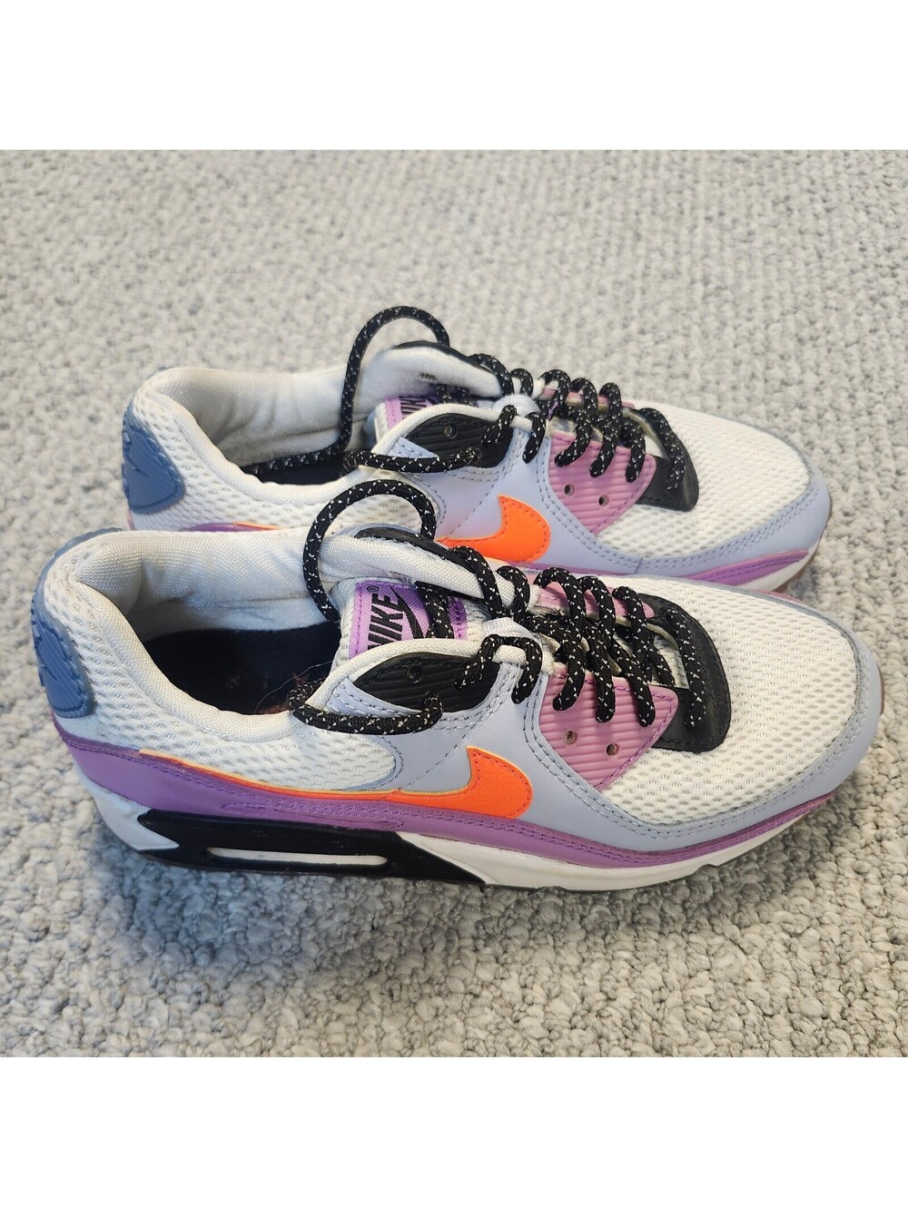 Nike Air Max 90 Carnival Sneakers in White Purple and Orange Size 7